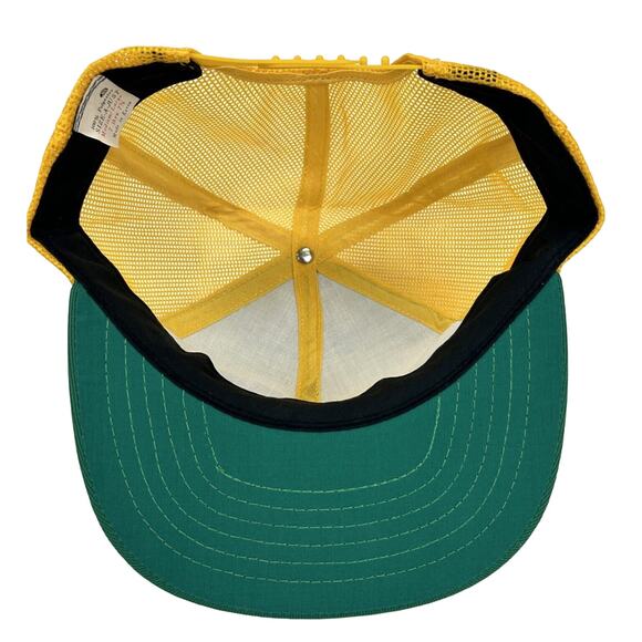 Vintage Acme Concrete Company Snapback Mesh Trucker Hat Yellow/Green 1990's - Picture 9 of 11
